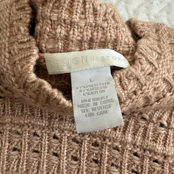 Design History Art Deco Chunky Knit Sz L Beige Cottage Boho Cozy Coastal Neutral - Picture 5 of 9